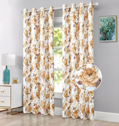 3 of 5:Larisa Floral Printed Room Darkening Grommet Window Panel, 54x84 Inches 