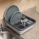 4 of 6:Home Basics Estante para platos plegable de silicona y plástico de fácil almacenamiento, gris 