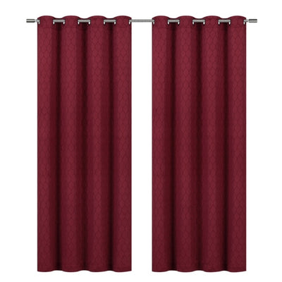 2 of 6:Mackenna Ogee Jacquard Grommet Window Panel, Burgundy, 52x84 Inches 