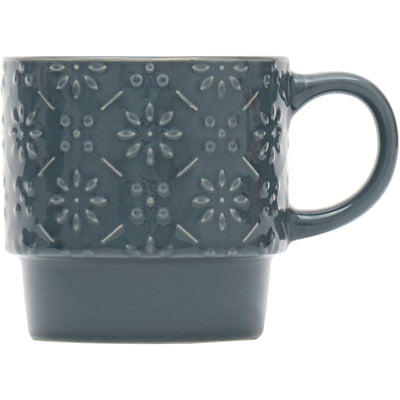 3 of 8:Home Basics Juego de tazas apilables de 4 piezas con soporte, margarita en relieve 
