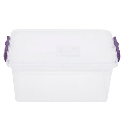 2 of 5:Boîte de rangement en plastique Home Basics de 5 litres avec couvercle verrouillable, transparente 
