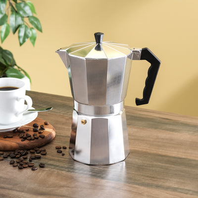 2 of 2:Home Basics 12 Cup Demitasse  Shot Aluminum Stovetop Espresso Maker, Grey 