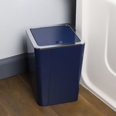 4 of 4:Home Basics Skylar Swing Top 3 Lt ABS Plastic Waste Bin, Navy 