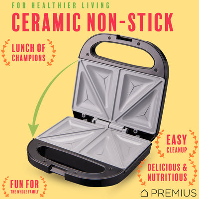 11 of 18:Machine à sandwich double tranche antiadhésive en céramique PREMIUS, moule de 8,25 x 4,75 pouces 