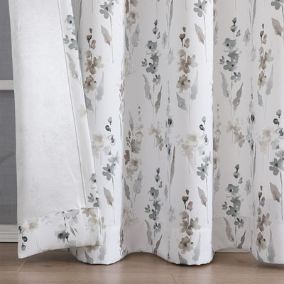 3 of 9:Isla Floral Printed Grommet Room Darkening Window Panel, 52x84 Inches 