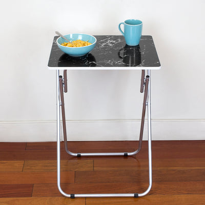 5 of 6:Table pliante multifonction Home Basics en marbre, noire 