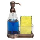 6 of 12:Home Basics Plastic Soap Dispenser with Brushed Steel Top and Sponge Holder, Bronze 