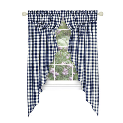 11 of 21:Buffalo Check Gathered Swag Window Curtain Pair, 72x63 Inches 