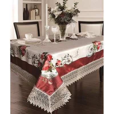 1 of 12:Nappe décorative Ascott avec bordure en dentelle macramé 