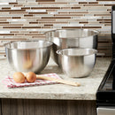 4 of 4:Home Basics 3 Piece Stainless Steel Nesting Mixing Bowls with Rubber Bottoms 