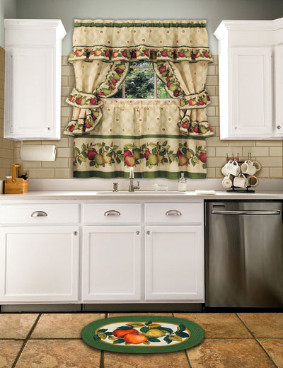 3 of 3:Ensemble de rideaux de fenêtre Apple Orchard Cottage - 57 x 24 - Antique 