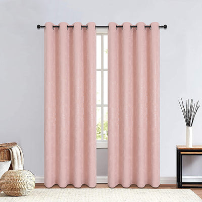 2 of 11:Silas Damask Metallic Grommet Room Darkening Window Panel, 52x84 Inches 