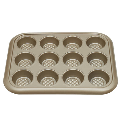 2 of 5:Home Basics Aurelia Non-Stick 12-Cup Carbon Steel Cookie Sheet, Gold 
