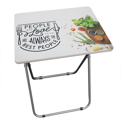 2 of 4:Home Basics For the Love of Food Multi-Purpose Foldable TV Tray Table, White 