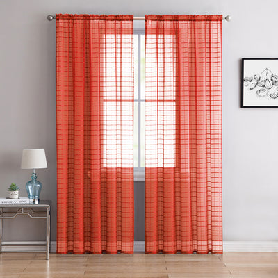 30 of 52:Lisa Plaid Sheer Rod Pocket Panel, Black, 55x90 Inches 