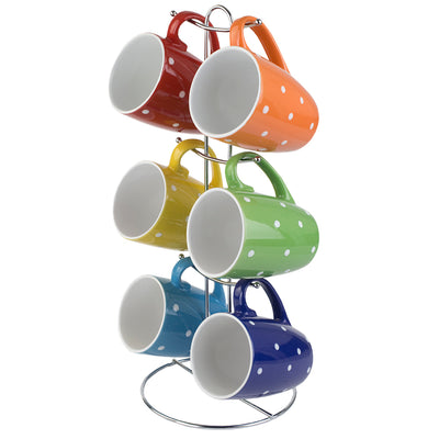 3 of 7:Home Basics 6-Piece Mug Stand With Polka Dot Print Mug 