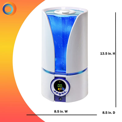 5 of 5:Humidificateur ultrasonique numérique Comfort Zone Cool Mist avec télécommande et minuterie, blanc, 1 gallon 