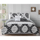 2 of 2:Kaskade 5 Piece Reversible Damask Comforter Set, Black-White 
