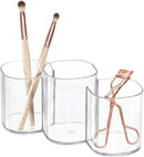 1 of 5:iDesign Clarity Plastic Divided Trio Cup Vanity Bathroom Accessory Organization, 3 Compartments 
