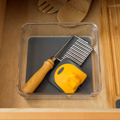 8 of 10:Home Basics 6 x 6 x 2 Plastic Drawer Organizer with Rubber Liner 