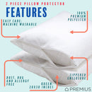 2 of 18:PREMIUS 2-Pack Bed Pillow Protector Encasement Cover with Zipper, White 