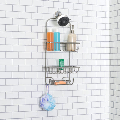 6 of 7:Home Basics Heavy Weight Satin Nickel Shower Caddy 