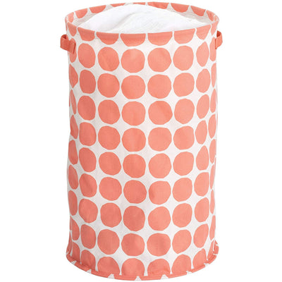 3 of 4:Bac de rangement rond en tissu iDesign Dot avec poignées, corail, 38 x 38 x 61 cm 