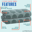 3 of 31:PREMIUS 2 Pack Circles 100% Cotton Yarn Dyed Bath Towel, 27x54 Inches 