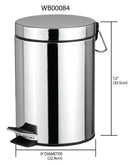 3 of 3:Home Basics 5 Liter Polished Stainless Steel Round Waste Bin, Silver, 11.5x9x8 Inches 