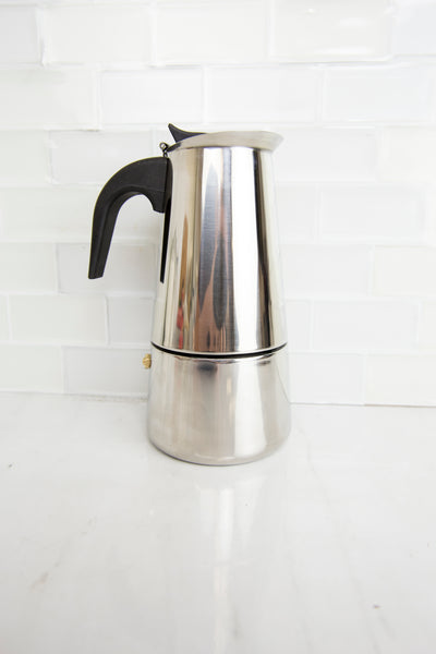 5 of 7:Home Basics Cafetera espresso de acero inoxidable de 6 tazas, plateada 