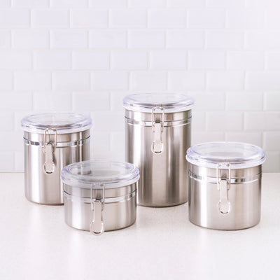3 of 4:Ensemble de 4 boîtes en acier inoxydable Home Basics 