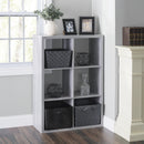 2 of 3:Home Basics Estante organizador de madera con 6 cubos abiertos, color gris 