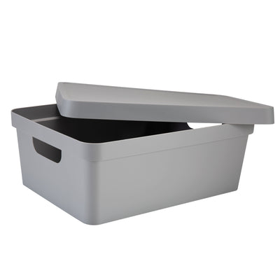 2 of 4:Boîte de rangement Vinto moyenne avec couvercle, gris 