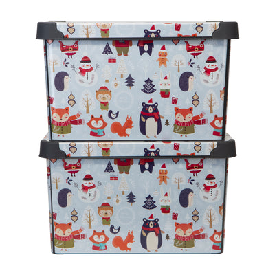 4 of 4:Simplify Woodland Winter Design Storage Tote Bin 
