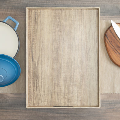 7 of 10:Home Basics Wood-Like Rustic Serving Tray with Cut-Out Handles, Brown 