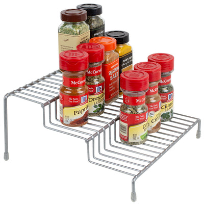 1 of 6:Home Basics Estante para condimentos de acero recubierto de vinilo de 3 niveles, plateado 