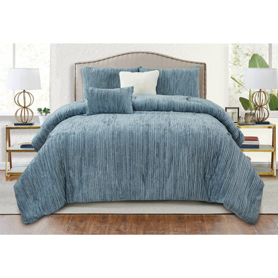 2 of 4:Sorrel 5 Piece Oversized Chenile Corduroy Comforter Set 