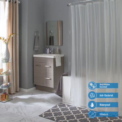 2 of 4:Bath Bliss 2 Pack Heavy Weight Shower Liner in Frost 