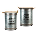 1 of 4:Neu Home Cobblestone Storage Bin Set of 2 with Wooden Lid 