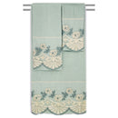 4 of 7:Ensemble de 3 serviettes de bain décoratives en coton brodé floral Jules 