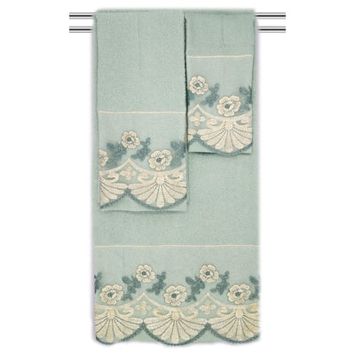 4 of 7:Ensemble de 3 serviettes de bain décoratives en coton brodé floral Jules 