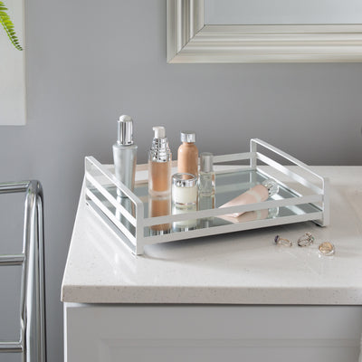 3 of 3:Home Details Flat Wired Rails Large Vanity Tray, 11.4x8.6x2.7 Inches 