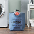 3 of 6:Home Basics Deluxe Laundry Canvas Hamper Tote with Soft Grip Handles, Navy 