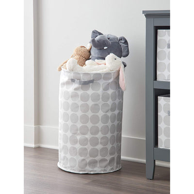 2 of 2:iDesign Dot Fabric Round Storage Bin With Handles, Grey, 15x15x24 Inches 