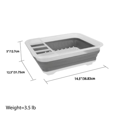 5 of 5:Home Basics Collapsible Plastic and Silicone Dish Rack, Clear, 14.5x12.5x5 Inches 