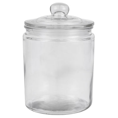 3 of 5:Home Basics Renaissance Collection Medium Glass Jar with Easy Grab Knob Handles, Clear 