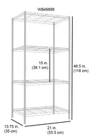 3 of 3:Home Basics 4 Tier Commercial Grade Steel Multi-Purpose Adjustable Wire Shelving Unit with 50 lb Weight Capacity Per Shelf, White 