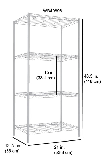 3 of 3:Home Basics 4 Tier Commercial Grade Steel Multi-Purpose Adjustable Wire Shelving Unit with 50 lb Weight Capacity Per Shelf, White 