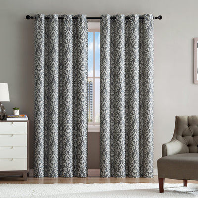 1 of 6:Sophie Damask Jacquard Grommet Window Panel, 55x90 Inches 