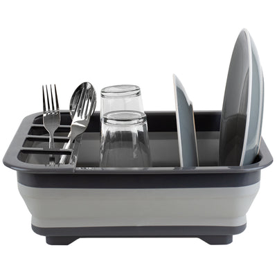 3 of 6:Home Basics Estante para platos plegable de silicona y plástico de fácil almacenamiento, gris 
